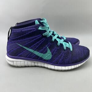 Nike Free Flyknit Chukka Running Shoes Women Size 7.5 Purple Blue Light Sneakers